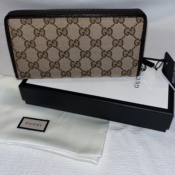 NWT Gucci brown Canvas Zip Around Wallet - Picture 2 of 6